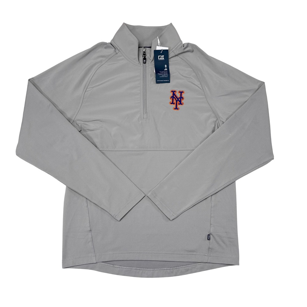 Cutter & Buck New York Mets Pullover Size Small Gray MLB Baseball 1/4 Zip NEW